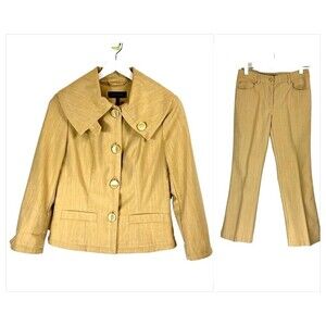 Escada Jacket And Pant 2 Pieces Womens Size 2 Mustard Yellow  Stretch Twill